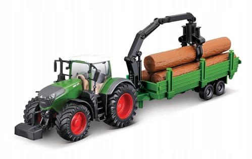 FENDT 1050 VARIO TRACTOR VERDE CON REMOLQUE CARGADOR DE ARBOL BBURAGO