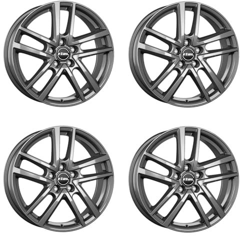 4x Rial Felgen Alufelgen Astorga 6.5Jx16 ET40 5x100 graphit kompatibel mit VOLKSWAGEN Beetle Cross Polo Fox Golf Polo T-Cross Taigo