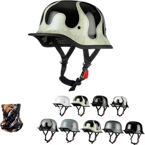 GTTZTHEB Casco A Scodella Scooter Motorino Mezzo Casco da Motociclista Vintage Caschi Aperto Caschi da Moto Mezzo Elmetto Moto retrò retrò Casco Scodella ECE Omologato Casco Faccia Aperta retrò
