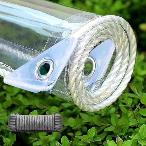 Sh000ad Abdeckplane Faltbar Wasserdichte Transparente PVC Plane 0,35mm Wetterfeste Plane mit Ösen,Winddicht Reißfest,Schutzplane Für Garten Außen,Pavillon Abdeckung,Anpassbar (2,1m x 4,5m)