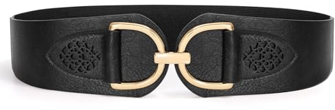 VONMELLI Vintage Gürtel für Damen Dehnbar Breiter Taillengürtel mit Dicker Schnalle Elastischer Breiter Gürtel für Kleider und Mäntel