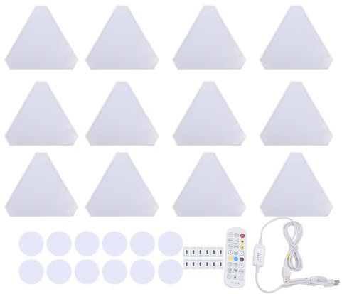 Pannello Luminoso Triangolare, 12 Set Lampada da Parete a LED Triangolare Giunzione Libera Immaginazione Luci per Decorazioni per Sala Giochi Sincronizzazione Musicale Luci LED