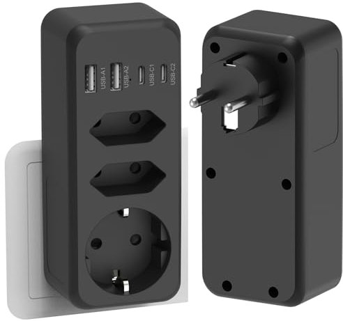 Multipresa con presa piatta, prese USB, piccola presa a muro per Home Office College Dorm Essentials