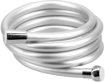 Universeller PVC-Brauseschlauch, glatt, 3 m, mit verdrehsicherem Messinganschluss, flexibel, auslaufsicher und langlebig, silberfarbener Brauseschlauch