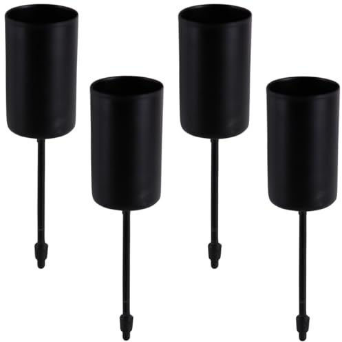 4er Set Kerzenhalter Stecker aus Metall - Moderne, minimalistische Stabkerzenhalter für DIY Adventskranz Schwarz matt, Ø 2,3 x 4 cm - Kerzenstecker für Stabkerzen, Kerzenständer als Tischdeko