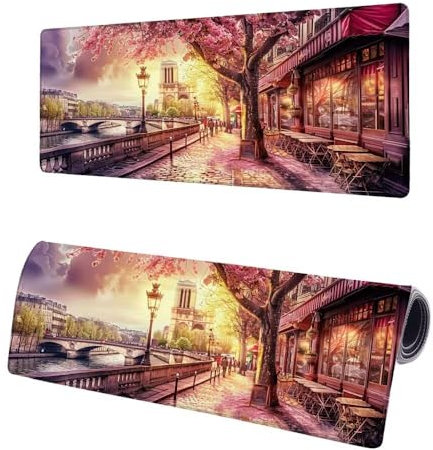 Mauspad XXL 1200x600x3mm, Große Stadt Mousepad Schreibtischunterlage, Gaming Mauspad Straße, Erweiterter Rutschfeste Gummibasis Tischunterlage Schreibtisch, Mouse Pad mit Vernähten Kanten Für Home K-2