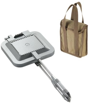 Sharplace Sandwichera, Sartén Abatible de Aluminio, Utensilios de Cocina Resistentes, de Mano para Sándwiches, Sartén para Restaurante, Camping, Carne, con Bolsa, Individual