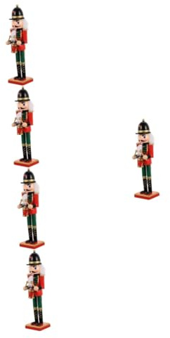 Cabilock 5 Pz Schiaccianoci di Natale soldatini natale soldatini natalizi puppet decorazioni schiaccianoci figura arredamento desktop burattino in legno Di legno