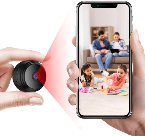 Générique Caméra WiFi 1080P Mini Camera Surveillance WiFi Exterieure sans Fil Grand Angle de150° Mini Caméra sans Fil avec Vision Nocturne par Détection de Mouvement Real-Time Viewing avec APP
