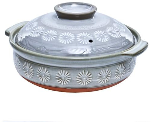 casseruola, Casseruola In Ceramica, Pentola Rotonda In Terracotta Con Coperchio, Pentola Isolante Termica, Pentola In Terracotta Con Doppio Manico, Pentole for Zuppa Di Spezzatino Blu Whi(31cm)