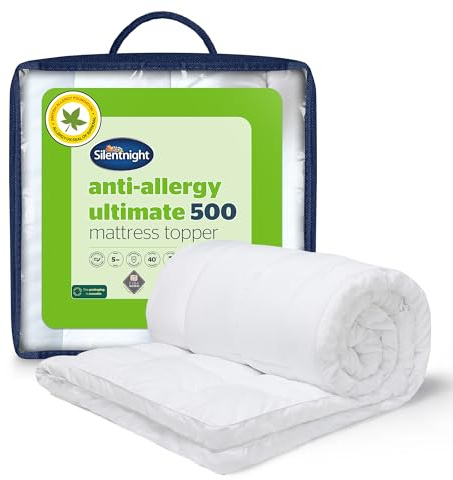 Silentnight Anti Allergy Ultimate Mattress Topper - Cloud-Like 5cm Depth for Comfort - Against Bacteria and Odour Ideal for Allergy and Asthma Sufferers - Quilted Cover and Fit Straps, Double