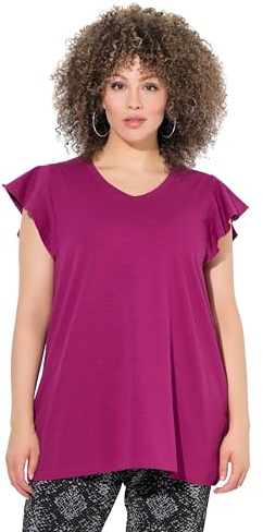 Ulla Popken T-Shirt, mit Volant-Ärmel Maglietta Donna (Pacco da 1)