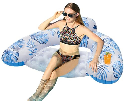 Hobngmuc Schwimmreifen Für Erwachsene,Aufblasbare Liege Mit Getränkehalter | Weiche U-förmige Poolmatte Mit Getränkehalter Für Sonnenbaden Stressabbau Wasserspaß Urlaub Garten Und See