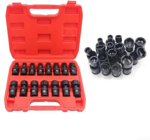 Lot de 42 douilles articulées pour visseuse à percussion 3/8 avec pivot flexible et prise en main sûre