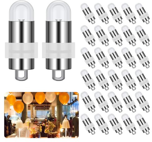 30 Pack LED Balloon Lights, Warm White, Mini LED Paper Lantern Lights, DIY Vase, IP65 Waterproof, Battery Operated, Indoor Outdoor Decoration for Halloween, Christmas, Wedding, Party, Birthday