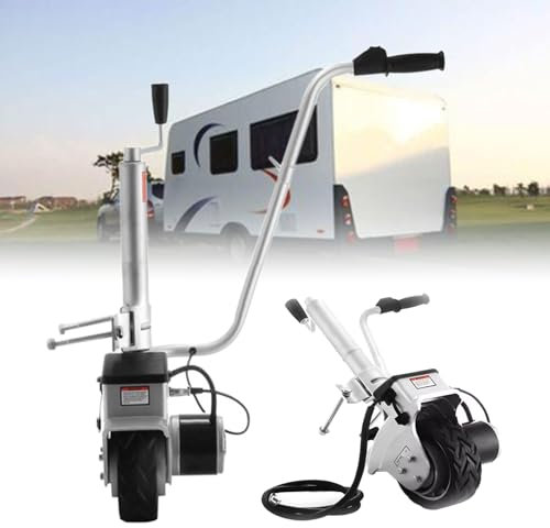 Elektrischer Anhänger-Stützrad, 350 W, 12 V, motorisiertes Anhänger-Stützrad, 20,3 cm Gummireifen, 2268 kg Zugleistung, für Wohnwagen, Boot