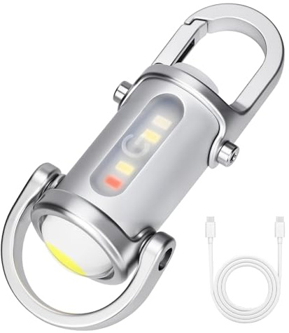 Zypilatsry 1200LM Super Bright Mini Led Flashlights USB Rechargeable Small Waterproof Keychain Flashlight Rescue, Camping-Silver