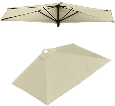 QSPNVFB Rectangulaire Auvent De Rechange Pour Demi-Parasol Patio 5 Côtes 2m 2.5m Toile De Rechange De Parasol Balcon Mural, Housse D Pour Parapluie(Beige,2.5mx1.3m (8'x4.2'))