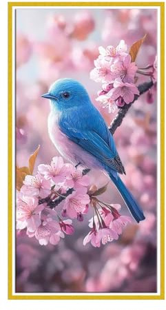 Grande Diamond Painting Flores de cerezo pájaros, Kit Completo de Pintura de Diamante para Adultos, 5D DIY Cristal Pintura De Diamante, Bordado de Diamantes, Decor De Pared Del Hogar 90x180cm X-801