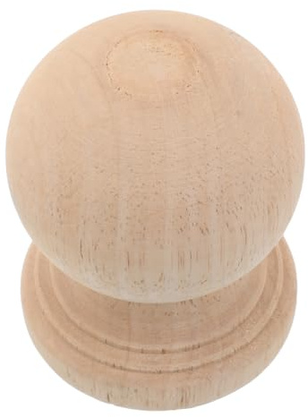 LIFKOME Rustic Wooden Post Toppers with Strong Loadbearing Capacity and Natural Wood Grain, Beige Sphere Shape Bed Post Vintage Topper for Stair Railings Decoration and Hotels