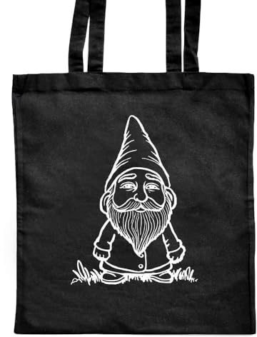 Azeeda 'Standing Garden Gnome' Classic Black Tote Shopper Bag (ZB00022735)