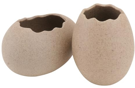 LALAFINA 2Pcs Creative Eggshell Ceramic Flower Vase Simple Hydroponic Planter Containers for Home Ornament Chic Minimalist Planting Pots Desktop Decor for Living and Office