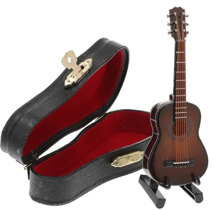 TOYANDONA Chitarra in Legno Miniatura 8 CM Decorazione da Tavolo Creativa per Casa e Ufficio Set Mini Chitarra Decorativa