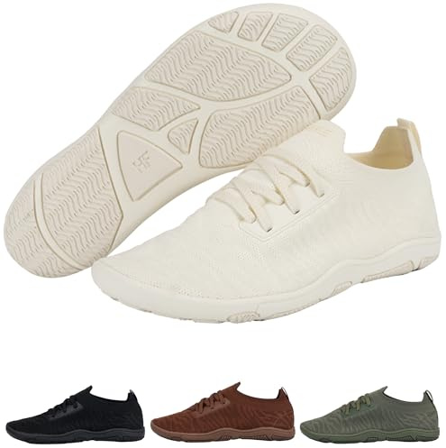 Hike Footwear Comforto Max – Ultra-Stretching & Soft Barefoot Shoes | Lightweight Non-Slip & Zero-Drop Sole Summer Boots | Minimalist Comfortable Walking Shoes for Women Men White