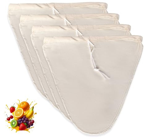 HMCEY 4 Pièces Sac a Lait Vegetal 30 X 30 CM,Filtre Lait Végétal avec Cordon de Serrage,Sac Filtrant Alimentaire,Sacs à Fromage Reutilisable,Nut Milk Bag,Passoire Jus pour Noix,Thé, Fruits, Légumes