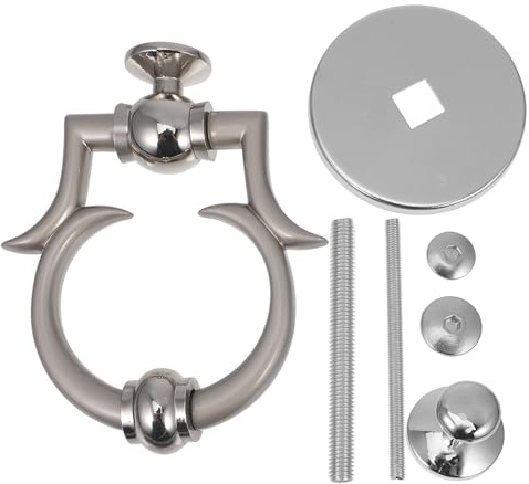 CALLARON Llamador de Puerta Principal en Estilo Europeo, Aldaba para Manija de Puerta Exterior, Color Plata Arena Herrajes Resistentes