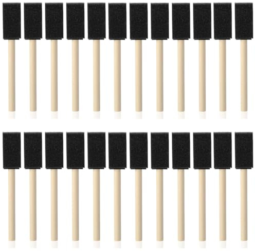 24Pcs Foam Brush Set, Foam Paint Brushes for Painting, Sponge Brushes for Wood Stain Varnish Glue Art Craft, Disposable Sponge Paint Brushes with Wooden Handles