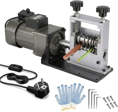 Peladora de Cables Eléctrica, Máquina Pelacables Automático 60W con 6 Agujeros para Cable de Cobre de 3-17mm Herramienta de Pelado para Reciclaje de Chatarra Pelacables Profesional