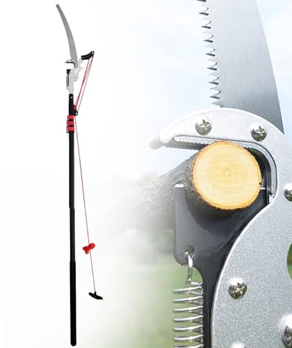 Telescopic Tree Pruner, Extendable Branch Saw with Bypass Cut, Long Reach Pole Garden Lopper for Pruning Trees and Bushes, Ideal Garden Tool