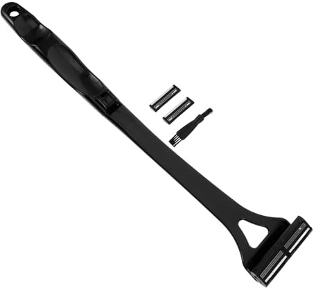 FUNOMOCYA Rückenrasierer mit dreifacher Klinge und sicherem Griff aus ABS Material, verstellbarer Winkel für Männer, Nass und Trockenrasur bei Outdoor Aktivitäten und im Bad