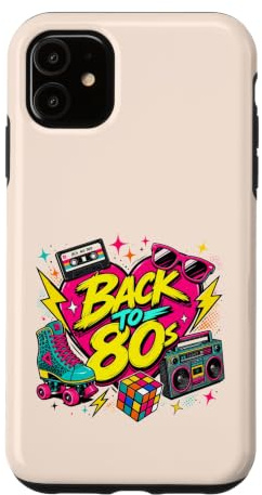 Back to 80s Nostalgia Roller Skate Boombox Cassette Tape Années 80 Coque pour iPhone 11