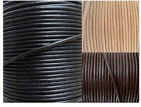 AURORIS - Lederband rund Ø 2 mm - Länge/Farbe wählbar - Variante: 10m / schwarz