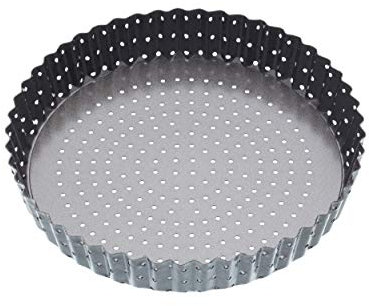 MasterClass Crusty Bake Teglia per Quiche Perforata con Base Rimovibile e Rivestimento Antiaderente, 23 cm - Grigio