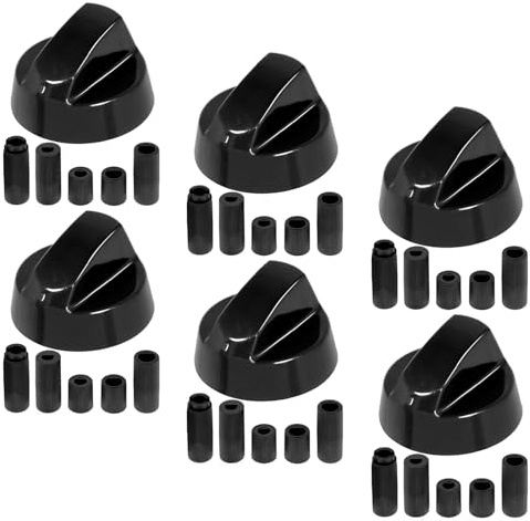 Spares2go Bouton De Commande Universel Noir Pour Toutes Les Marques Et Modèles De Fours, Cuisinières Et Plaques De Cuisson (Noir, Lot De 6)