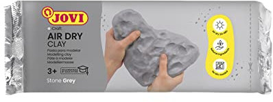 Jovi Air Dry - Pasta da modellare, essiccazione all'aria senza forno, colore grigio, facile da pulire, 500 grammi (85G)