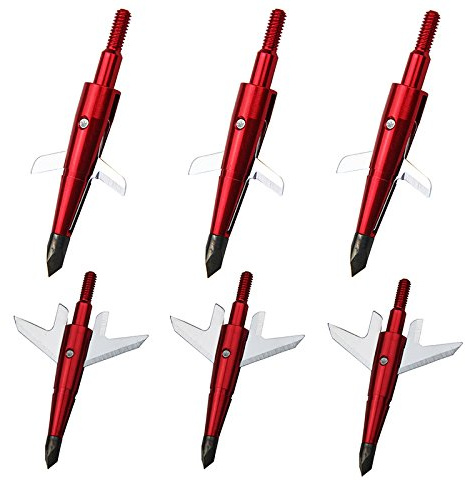 Mangobuy 6 stücke rot Arrow Broadheads 100 Grain erweiterbar 2 Klingen für Armbrust Compound 6 Pack