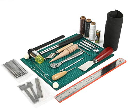 JasCherry 61 Piezas Kits de Herramientas para Coser Cuero a Mano de Costura - Practico DIY Set de Coser de Artesanía Cuero #7