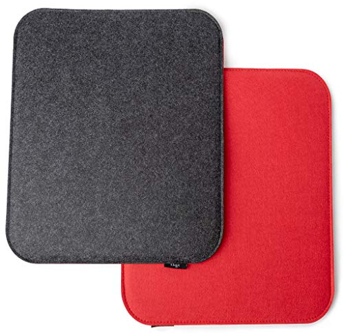 FilzGut® Sitzkissen Filz Outdoor Filzsitzkissen 40x33 2er Set Filz Sitzauflage Wendekissen Sitzpolster Eckbank Stuhlauflage für Haus und Garten Rot Dunkelgrau