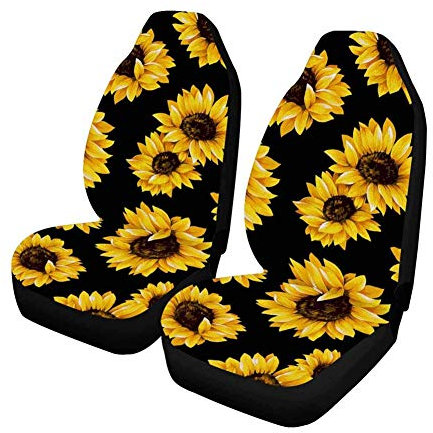Sitzbezug auto vordersitze 2 Stück auto-sitzbezüge set universal Sonnenblumen-Sitzbezüge für Autos Komplettset Sonnenblumen-Blumendruck auto-schonbezüge Autositzbezug Auto Innenleisten Dekoration