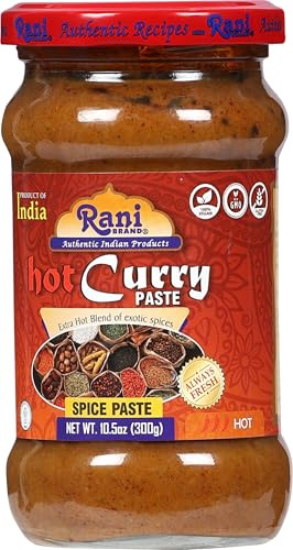 Rani Curry Paste HOT (Spice Paste) 10.5oz (300g) Glass Jar ~ No Colors | All Natural | NON-GMO | Vegan | Gluten Free | Indian Origin