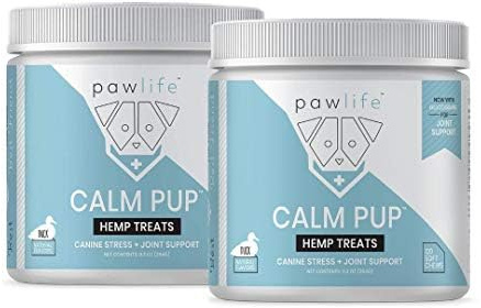 pawlife Organic Hemp Oil Infused Calming Chews for Dogs Anxiety - Dogs Essentials for Relief from Travel, Thunder, Separation, Barking, and Fireworks, Joint Pain, Arthritis, Pain Support Calm Pup