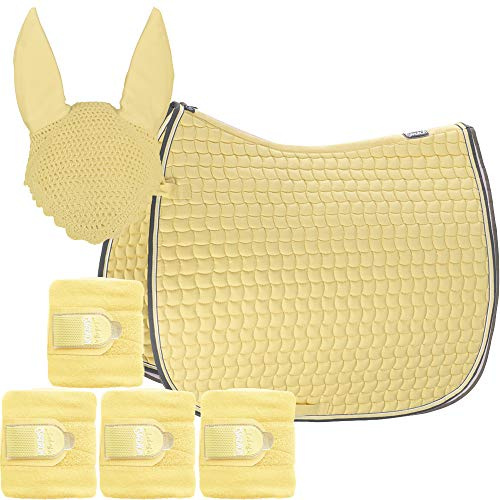 Eskadron Set Basic Cotton Schabracke mit Fliegenohren & Bandagen in Banana, Größe:Pony (P)