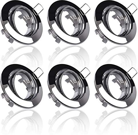 6x MAXKOMFORT Einbaustrahler IP20 mit GU10 Fassung RUND schwenkbar chrom Einbauspot Einbauleuchte Rahmen Rostfrei Deckenspot Strahler Spot M802
