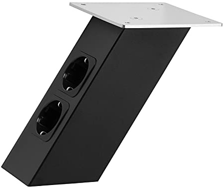 SOTECH Barkonsole schräg 170 x 80 x 70 mm in schwarz | mit Schuko Steckdosen 30 Kg Tragkraft Thekenfuß Konsole