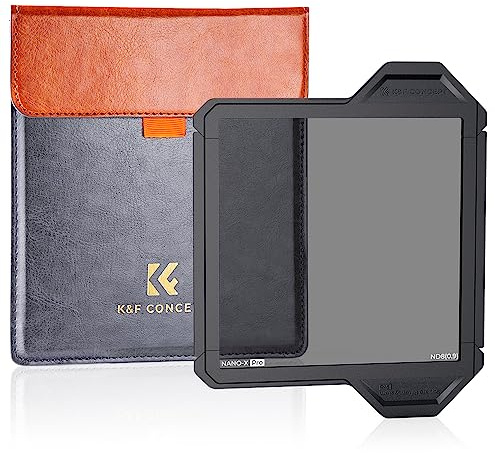 K&F CONCEPT ND8(3 Blenden) Rechteckfilter 100x100mm | mit Filterschutzrahmen,Optikgls,wasserdicht,HD Bild,kratzfest,für Landschaftsvideos-fotografie,Nano-Xcel Pro,FH901
