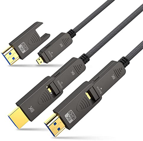 BIFALE 100ft Fiber Optic HDMI 2.1 Cable, Detachable, 8K@60Hz, 4K@120Hz, eARC, Compatible with RTX 3080/3090, Xbox Series X, PS5, Denon AV Receiver